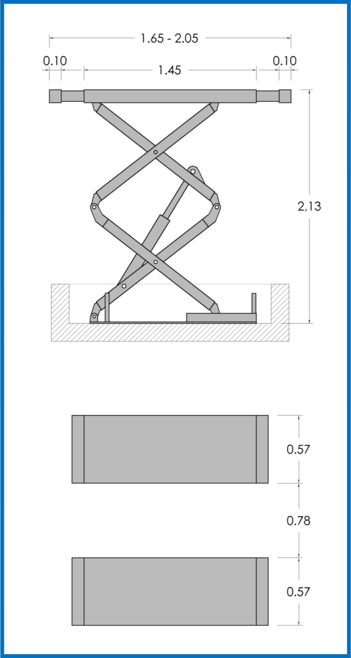 Pont ciseaux encastrable levage 2,13m – XT35B Plan