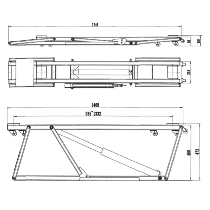 Dimension pont Élévateur de paddock – 2.5T QUICKLIFT