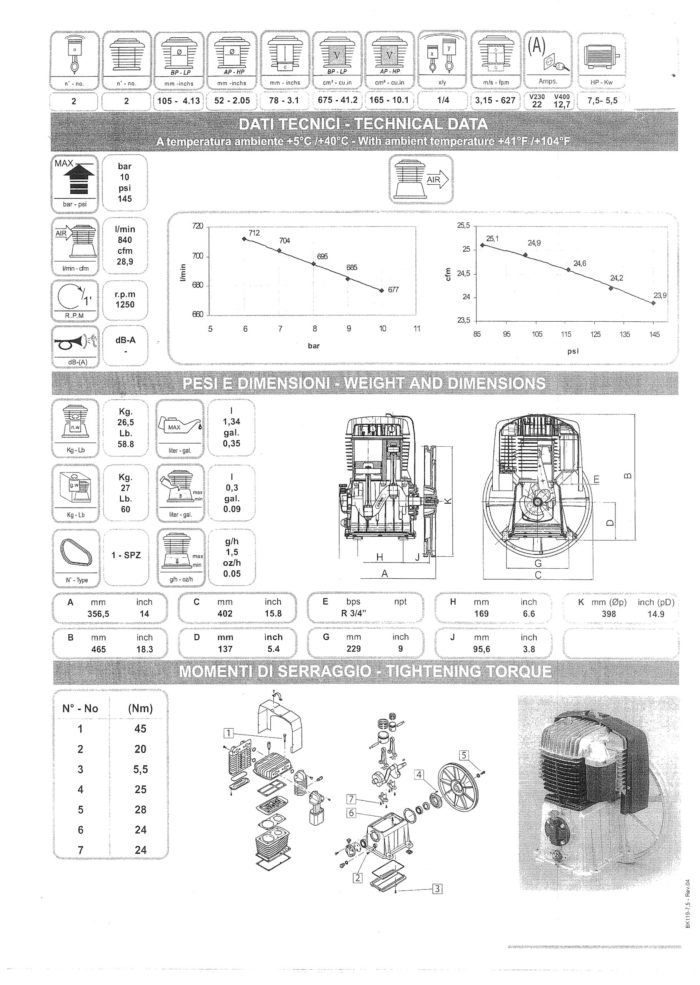 Fiche technique Tête de compression NUAIR NB7 pour compresseur