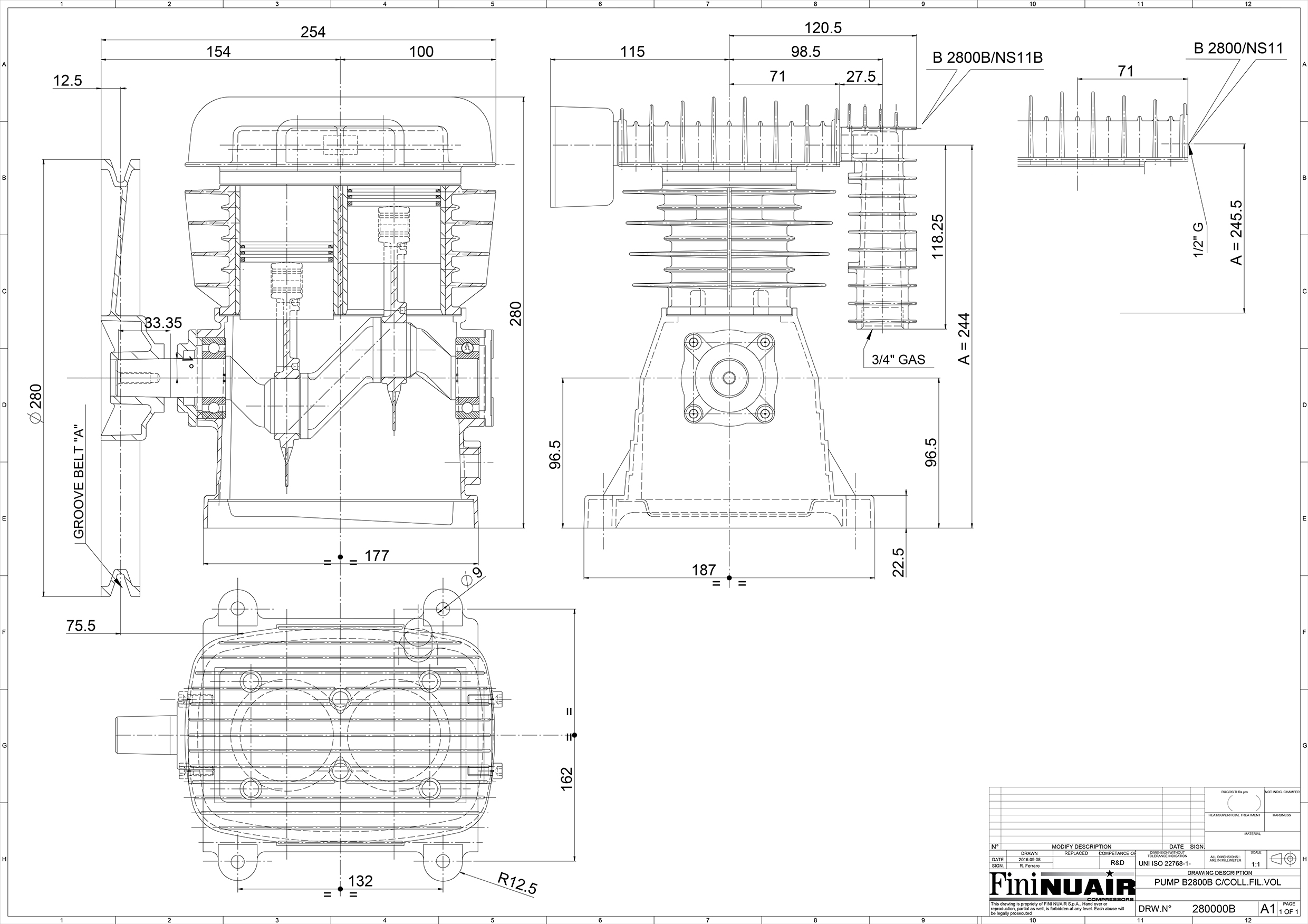 Tête de compression NUAIR B3800 B pour compresseur