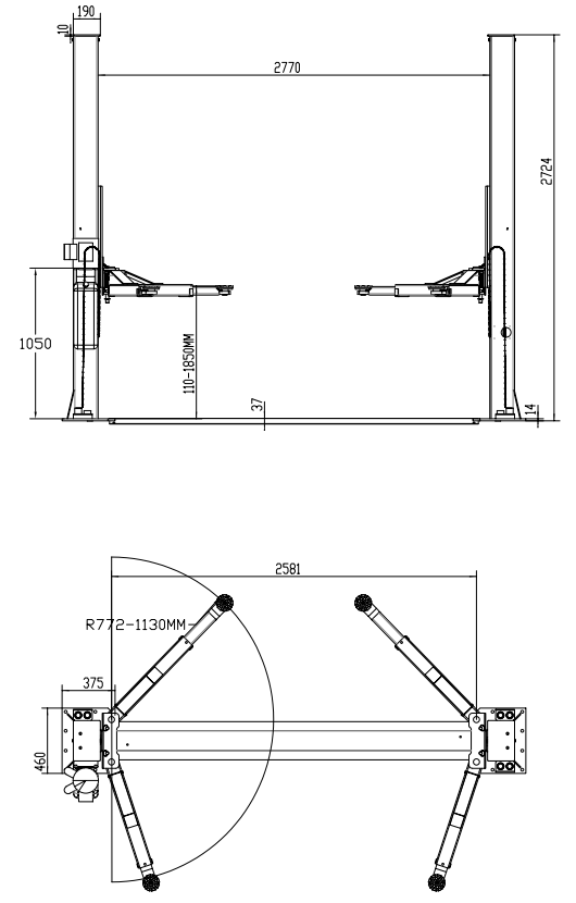 Pont Élévateur Avec Base 2 Colonnes 4T Monophasé 230V - Pont élévateur AUTO