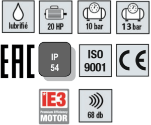 Compresseur vis K-MAX 15kw, caractéristique outil compresseur technique