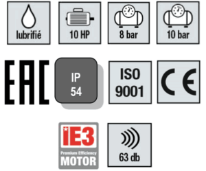 Compresseurs à vis K-MAX VS 7,5kw, outil garage mécanique