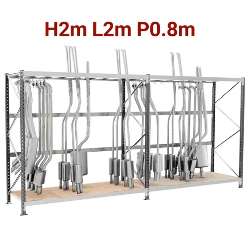 rayonnage, module rangement pot échappement, stockage garage, rangement garage auto