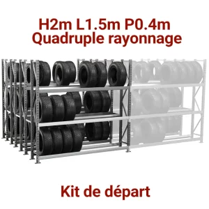 quadruple rayonnage pneu, rangement pneu 4 profondeurs EPSIVOL, étagère mini rack pneu