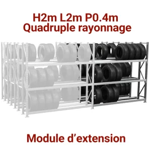 quadruple rayonnage pneu, rangement étagère métallique pour pneu