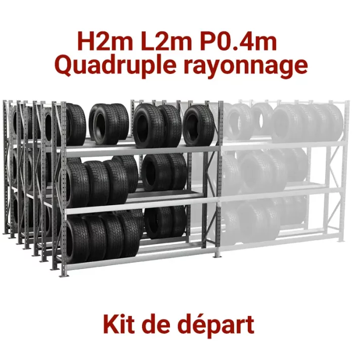 quadruple profondeur rayonnage pney, pneu rayon magasin, atelier mécanique rangement